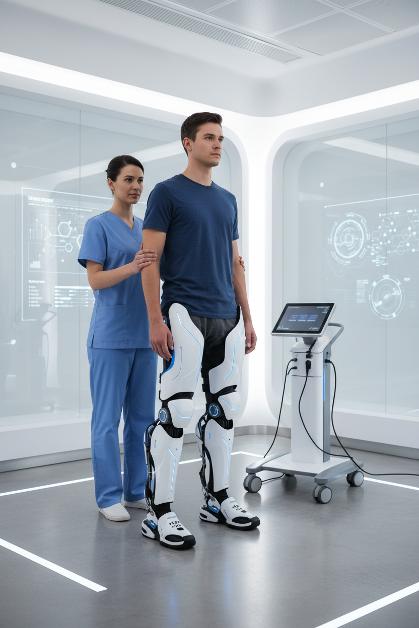 Scena 2 - Technologia: Zakłada egzoszkielet AI